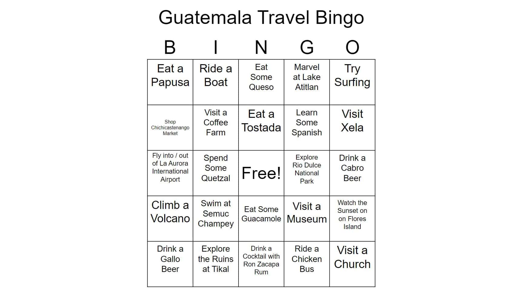Top 26 Guatemala Travel Experiences (And Guatemala Travel Bingo)